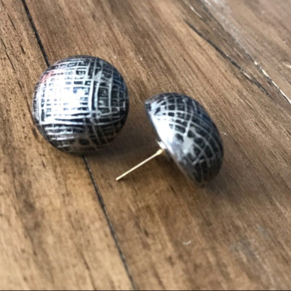 Silver Button Earrings